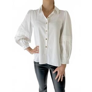 NEW EMILY MCCARTHY oxford long sleeve top in white